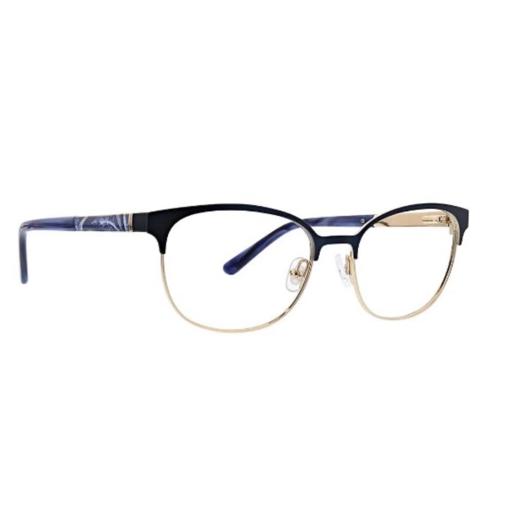 Womens Vera Bradley “Cleo” Indio Navy Blue Metal Frame Eyeglass Frames With Case